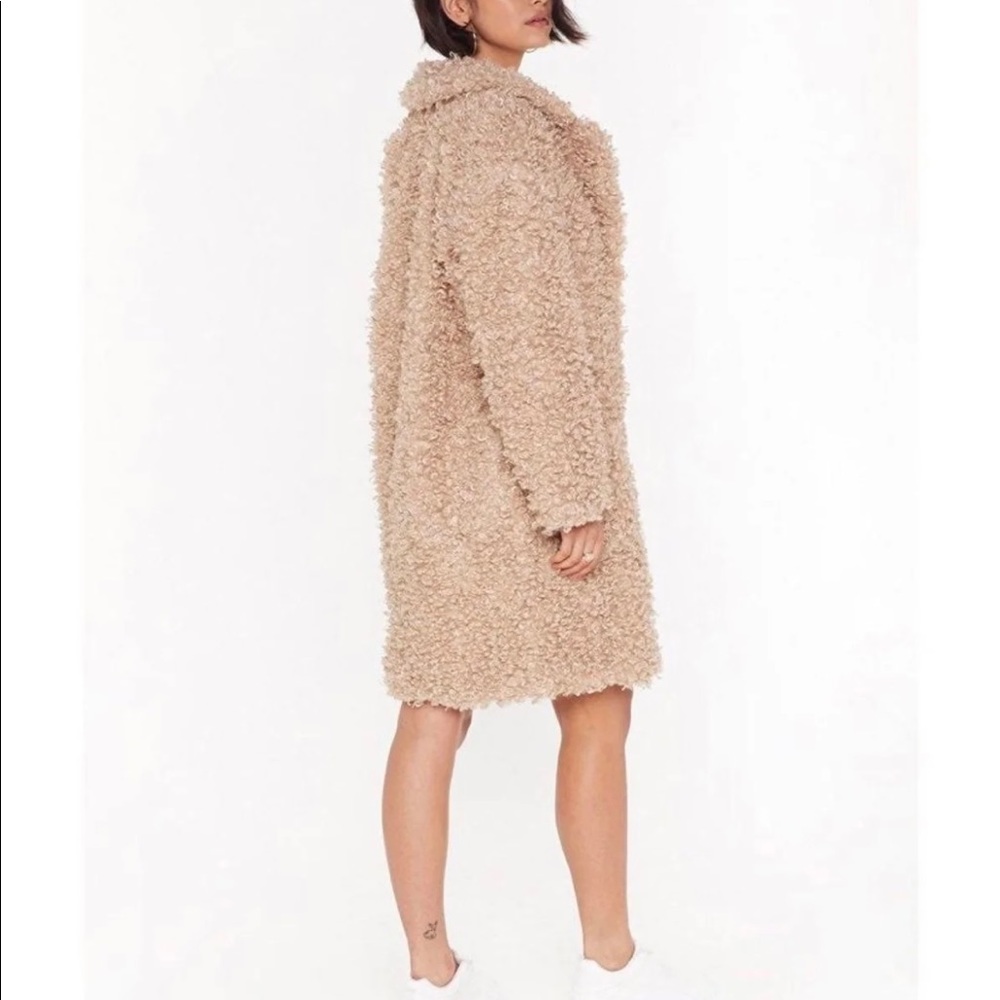 Nasty Gal Faux Fur Longline Coat Size 10 - Picture 4 of 8